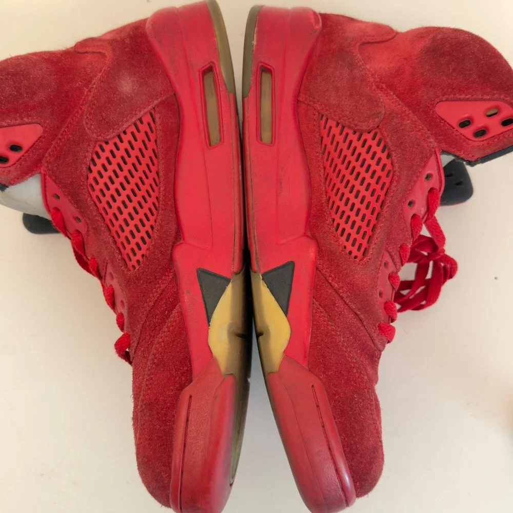 Air Jordan 5 Retro Red Suede 2017 136027-602 Red Black Men's Size 9 Shoes